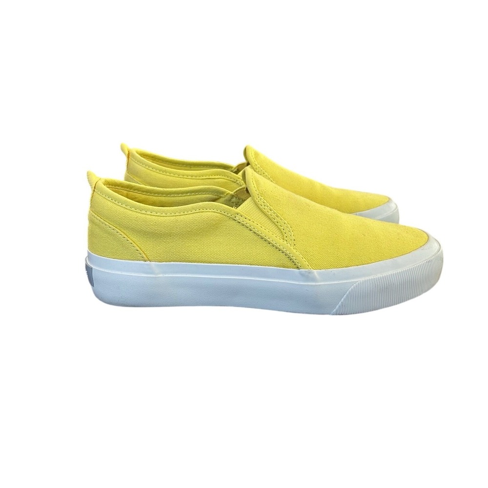 Everlane Women Canvas Slip On Sneakers Bright Yellow Low Top Flat Shoes Size 8.5
